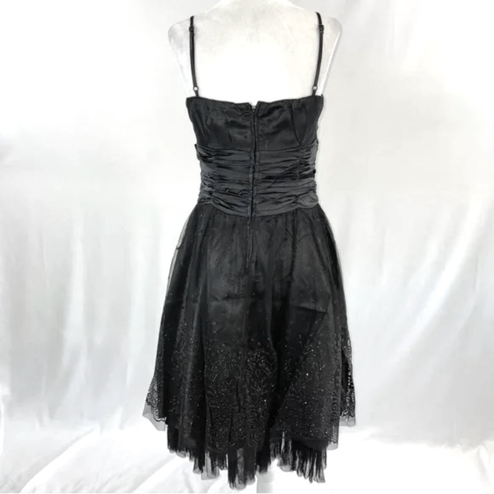 New Lucy Paris Glitter Polka Dot Tulle Ruched Satin Waist Dress Black Size Small - Picture 9 of 16